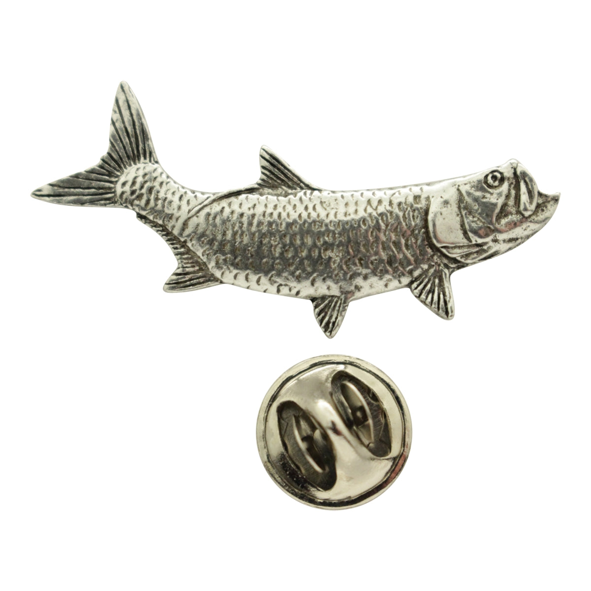 Right Facing Tarpon Fish Pin ~ Antiqued Pewter ~ Lapel Pin ~ Sarah's Treats & Treasures